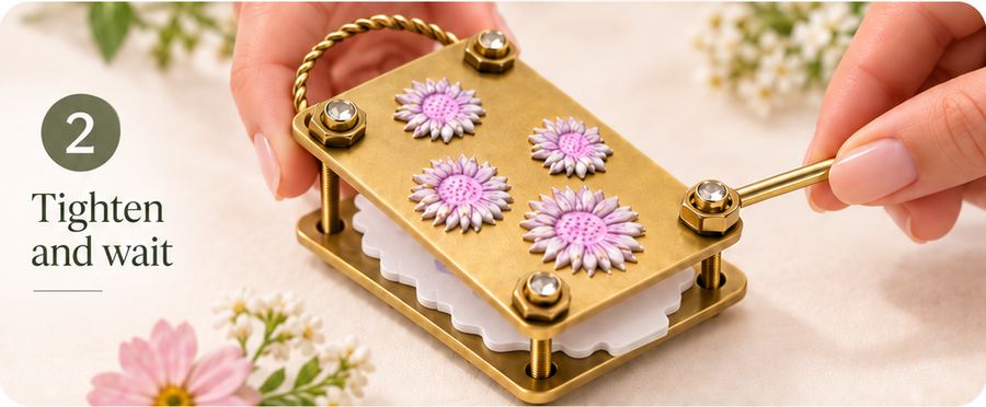 Mini flower press craft project and preserved flowers