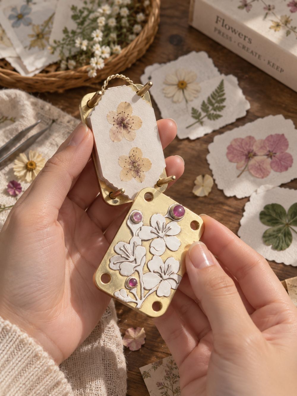 Mini flower press craft project and preserved flowers