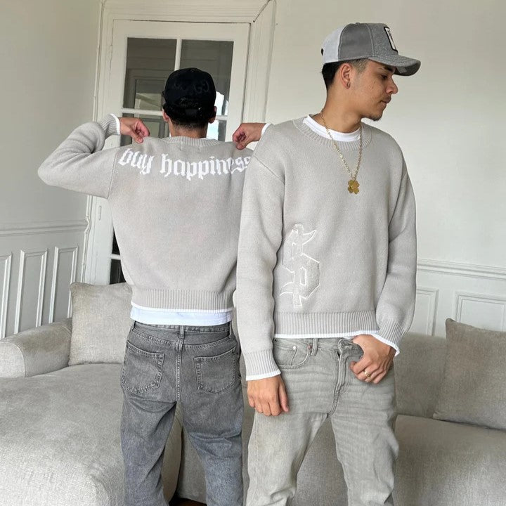 GRAY MOLA KNIT SWEATER