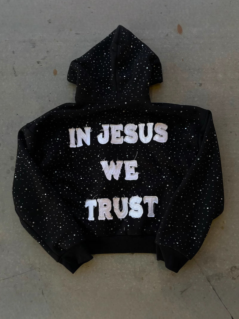 "In Jesus We Trust" Rhinestone Hoodie