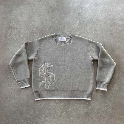GRAY MOLA KNIT SWEATER