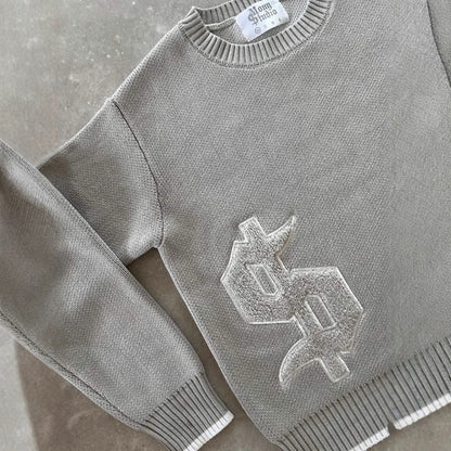GRAY MOLA KNIT SWEATER
