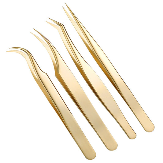 Champagne Gold Tweezers 4-Pack